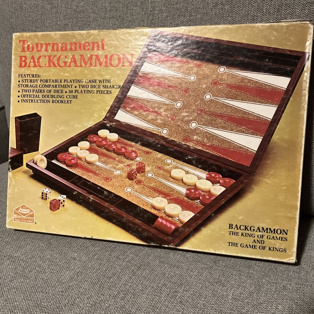 Vintage Tournament Backgammon Set E.S. Lowe Milton Bradley 1978 Complete